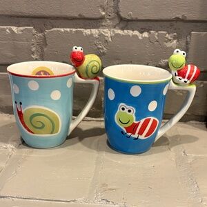 NWT VTG Indra Stoneware Snail & Caterpillar Mugs